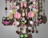 Too Hoot for Owls Crib Mobile (pink/brown) Nursery Decor, Baby Shower Gift, Baby Chandelier