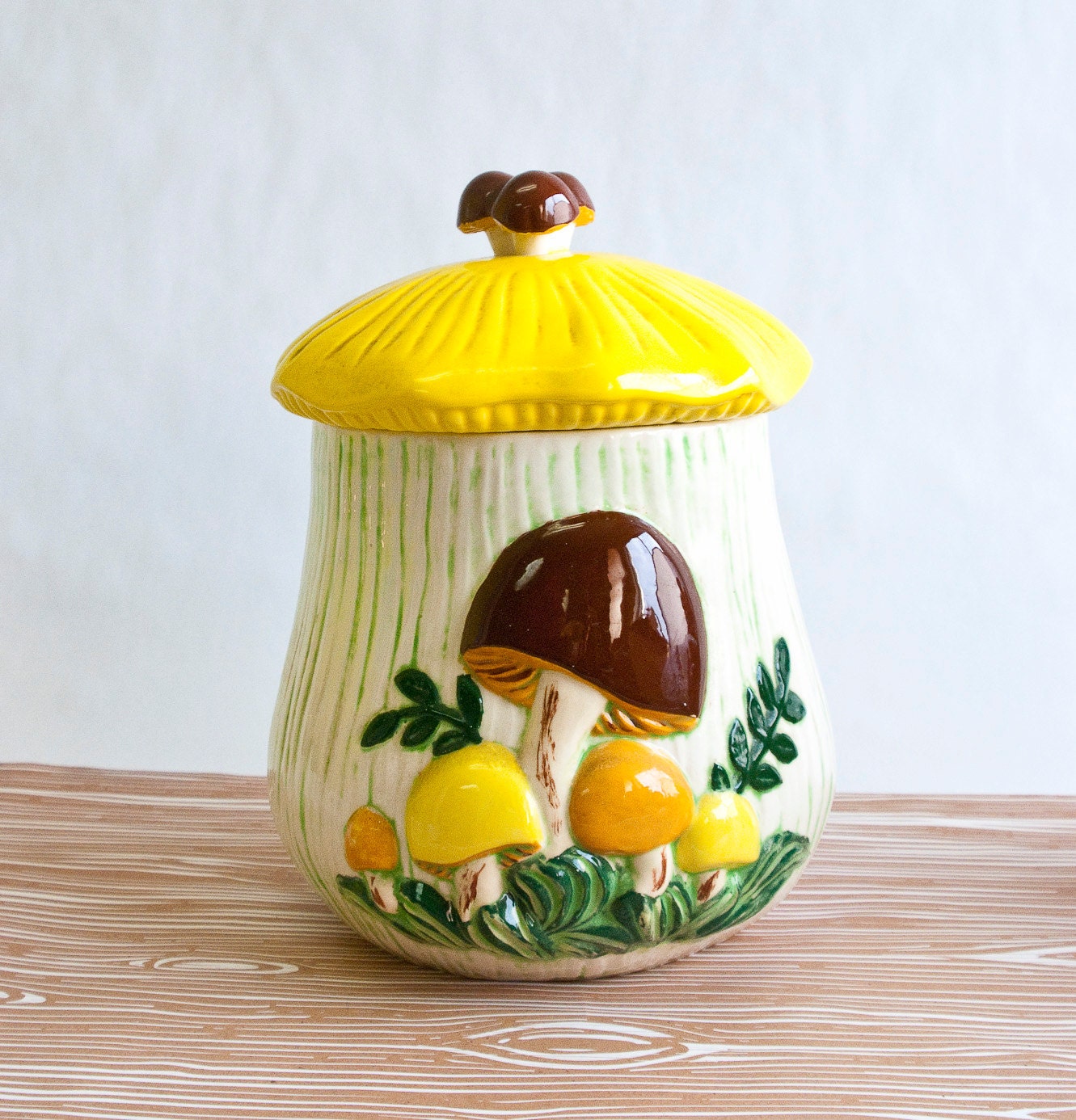 1970s Mushroom Cookie Jar Canister by OllyOxes on Etsy
