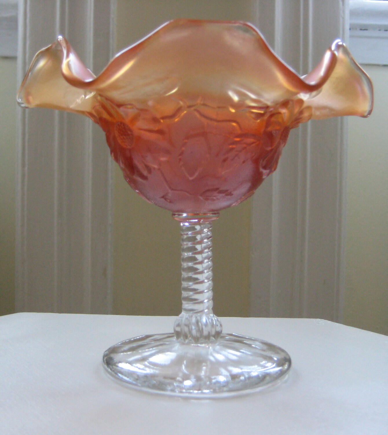 Vintage Iridescent Orange Carnival Glass By Whiteelephantgirl