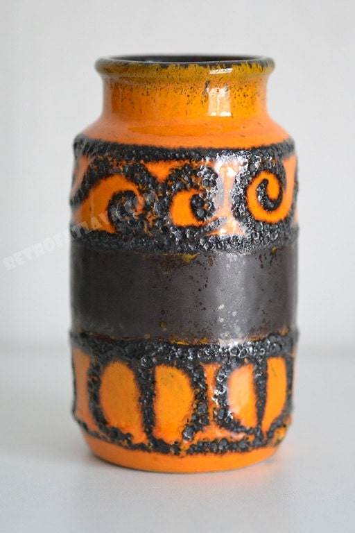Vintage orange German pottery vase by Scheurich by RetroFatLava