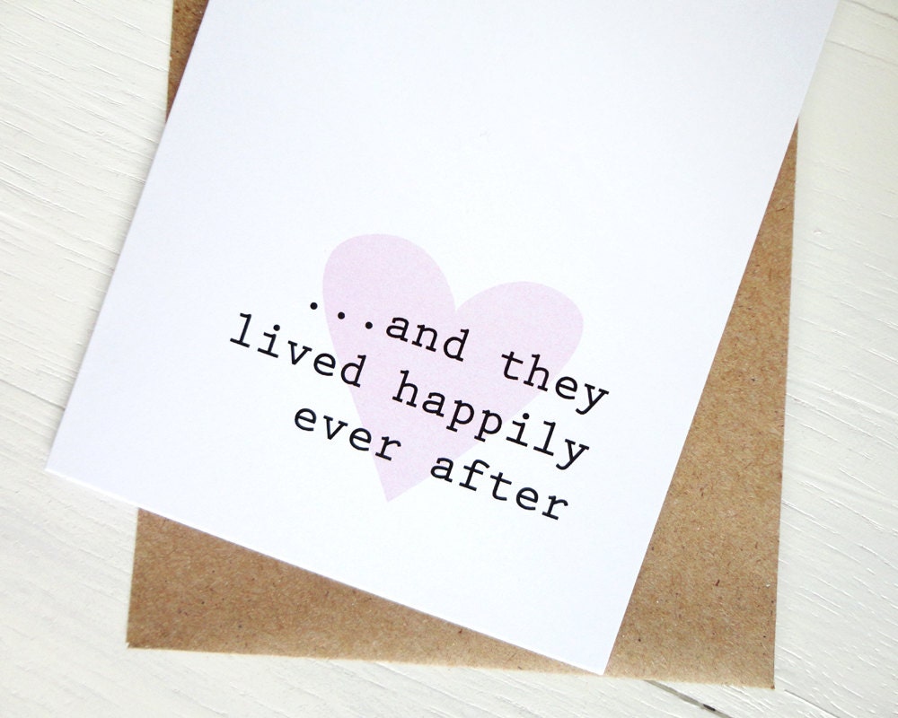 Happily ever after wedding gift card pink heart love anniversary - AvenirCards