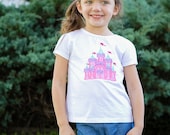 Girls Princess Tshirt Embroidered Castle Custom Size Nb 3m 6m 12m 18m 2 3 4