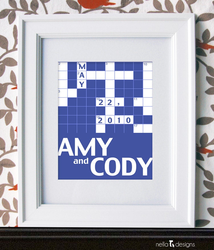 Custom Wedding Gift, Personalized Crossword Puzzle, Special Dates