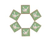 2 Rabbit Magnets - Quilted Stuffed Bunny Magnet - Set of 2 Magnets