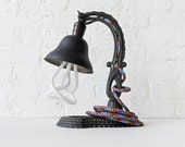 The Rainbow Garden of Live Light Flowers - Antique Cast Iron Table Lamp w/  Rainbow Color Cord