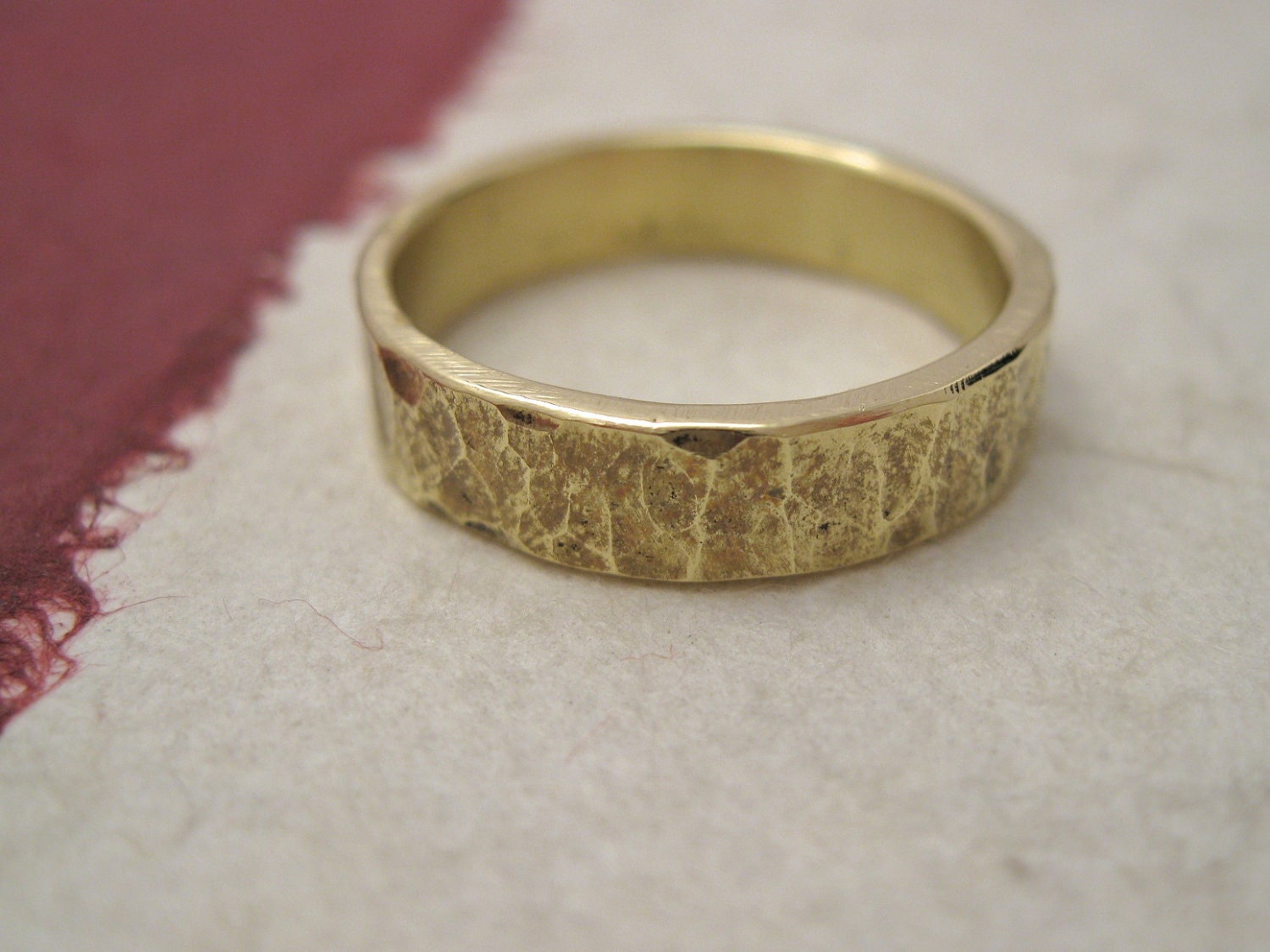 Chiseled Brass Band - forged brass hammered ring - Italy Handmade