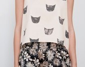Black Cat Curved Hem Tank