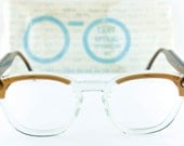 Vintage 60's deadstock Tart Arnel brownsmoke & clear eyeglasses with sleeve Bonham Carter J. Depp - FREE DOMESTIC SHIPPING