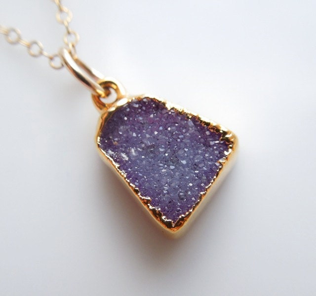 Drusy Necklace in Violet, Sparkle Necklace