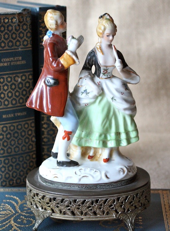 Items similar to Vintage Music Box Porcelain Figurine on Etsy