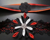 Kanzashi Flower Belt with Lace and Satin Ribbon