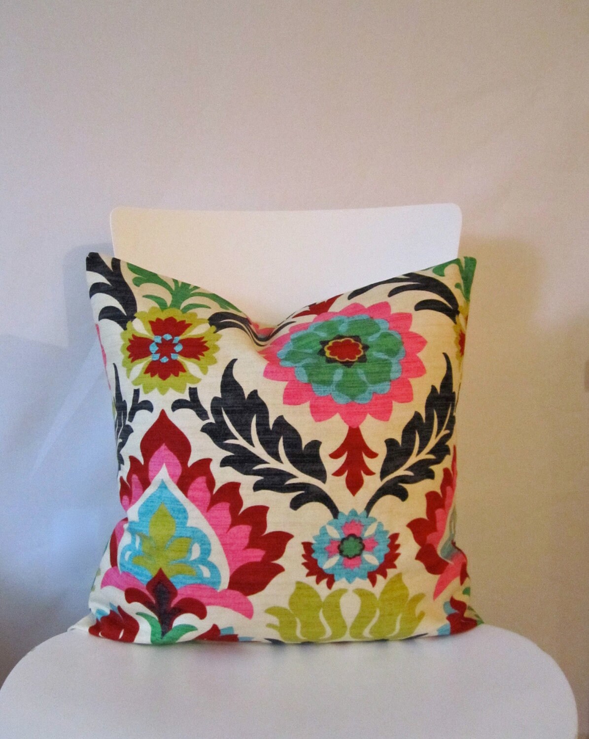 18 inch throw pillow cover. Floral print by CushionCutDecor