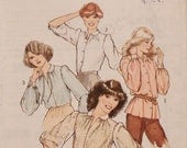M Vintage 1970s 3/4 Length Blouse Sewing Pattern - button up, collared, cuffs - by style