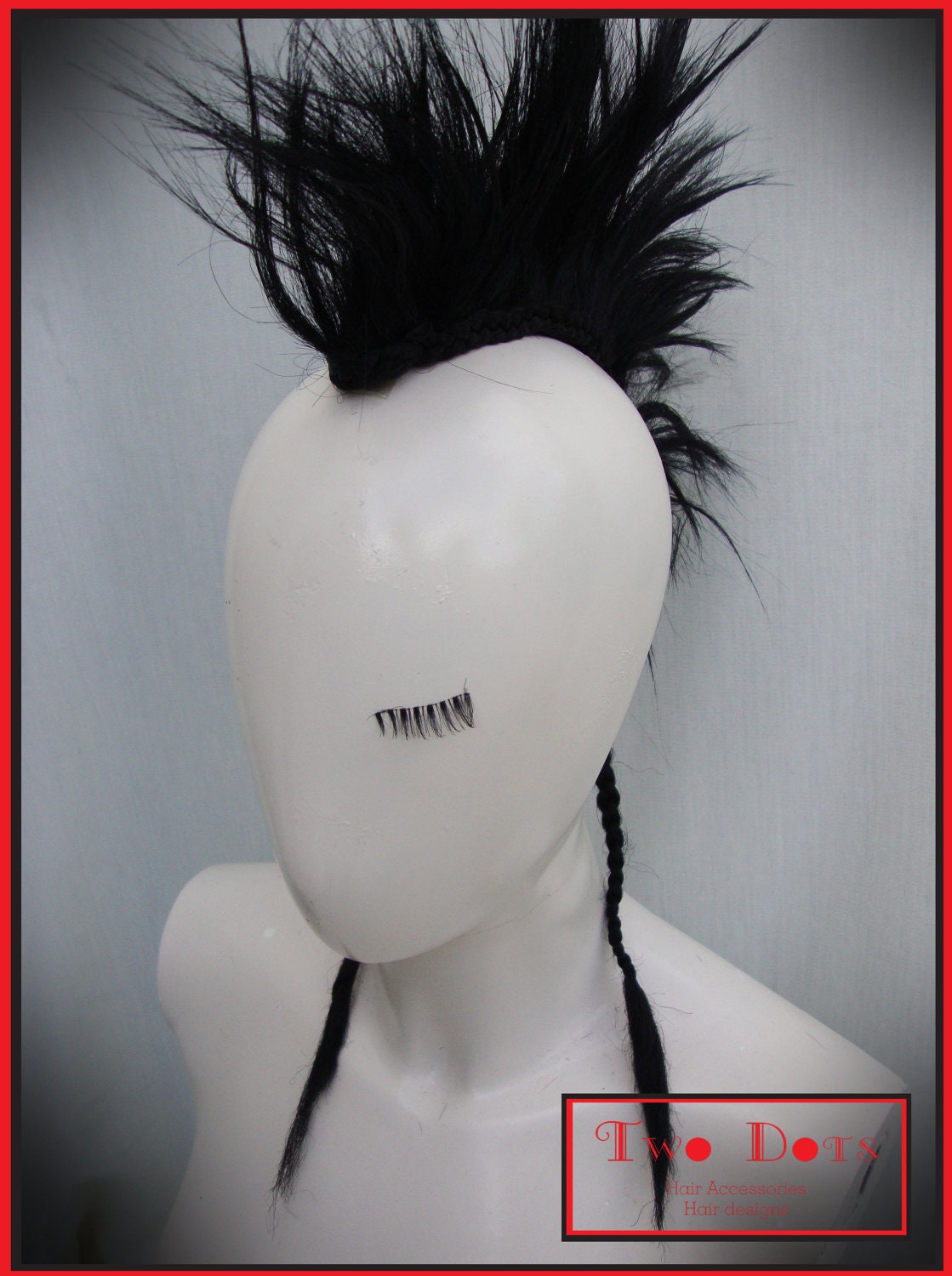 Clip in Mohawk Hair Piece Top Wig with Braids. by TWODOTSHAIR