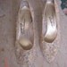 Vintage Jacques Levine Haute Couture Shoes High Heels Lace Sequin Beaded Size 10 Pointed Toe