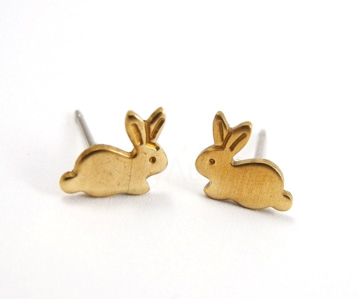 Bunny Stud Earrings - Bunny Earring Posts - Bunny Jewelry - Rabbit Woodland Animals