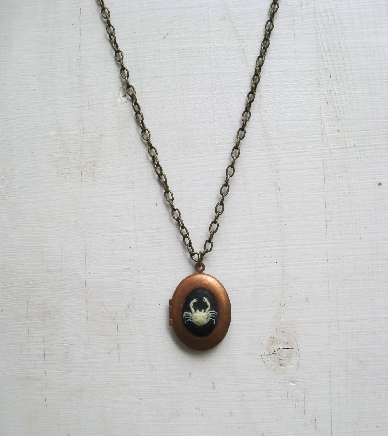 cancer // vintage copper locket necklace.