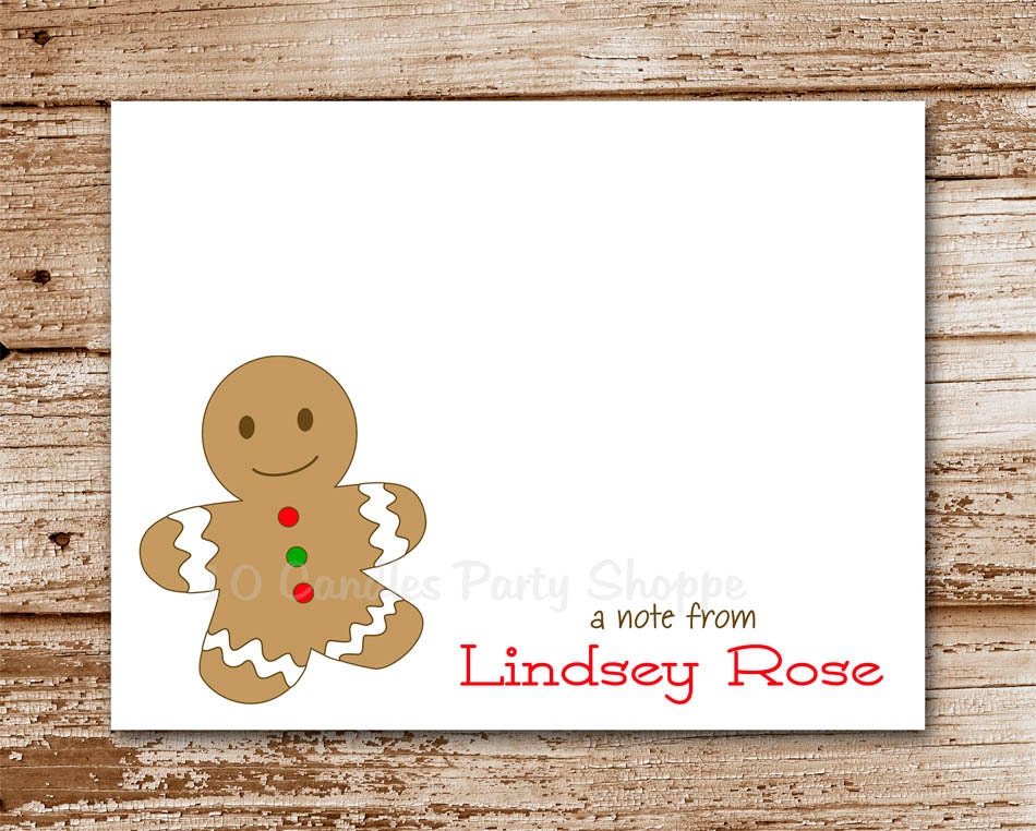 Set of 8 / Gingerbread Man Cards / Greeting Cards / Personalized Note Cards Il_570xn