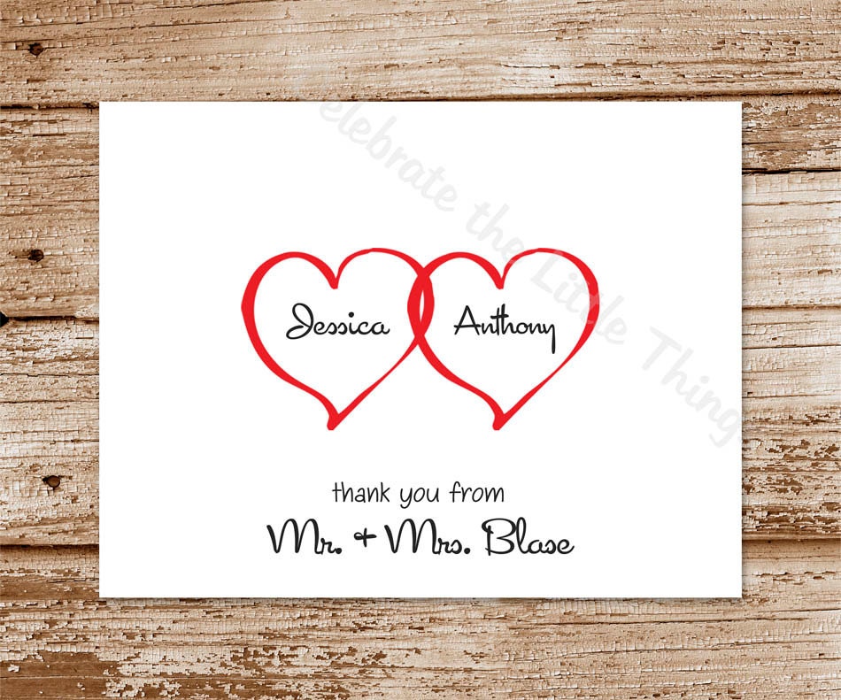 Set of 8 / Hearts Note Cards / Personalized / Thank You Notecards / Wedding / Choice of Color Il_570xn