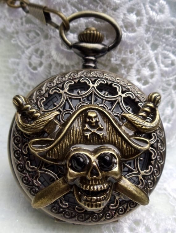 Pirate pocket watch men's pocket watch by Charsfavoritethings