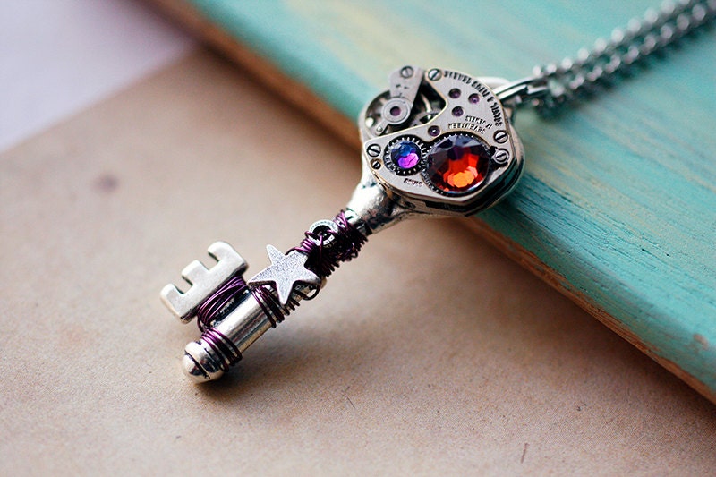 Steampunk skeleton key pendant