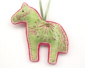 Horse Decoration/ Ornament - Green and Pink