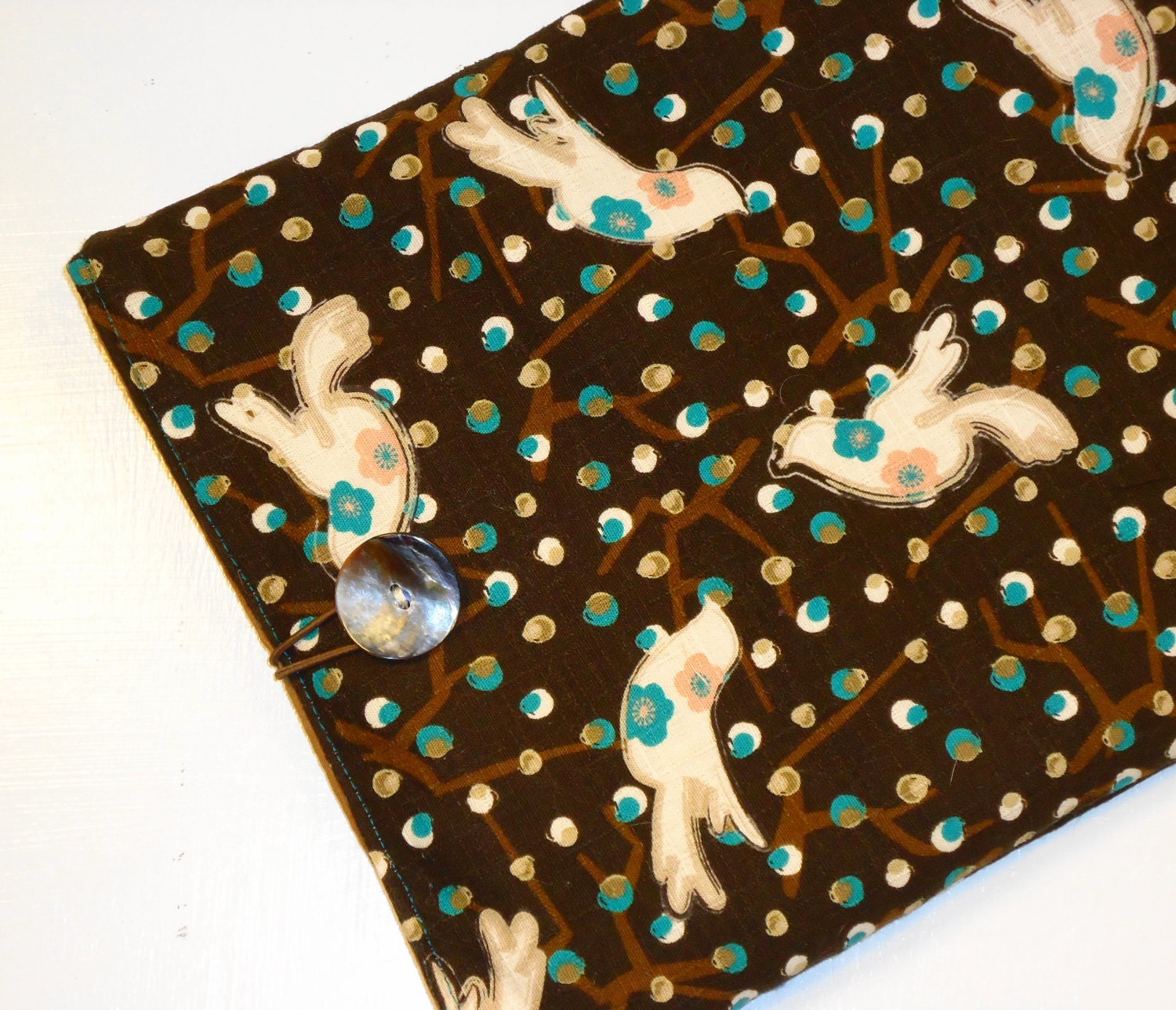 Modern Japanese Birds and Flowers Padded iPad Sleeve -- Limited Edition