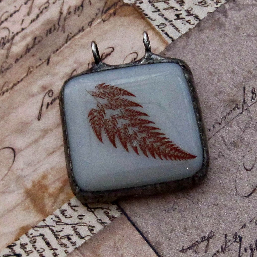 One Inch Image Pendant Grey Fern