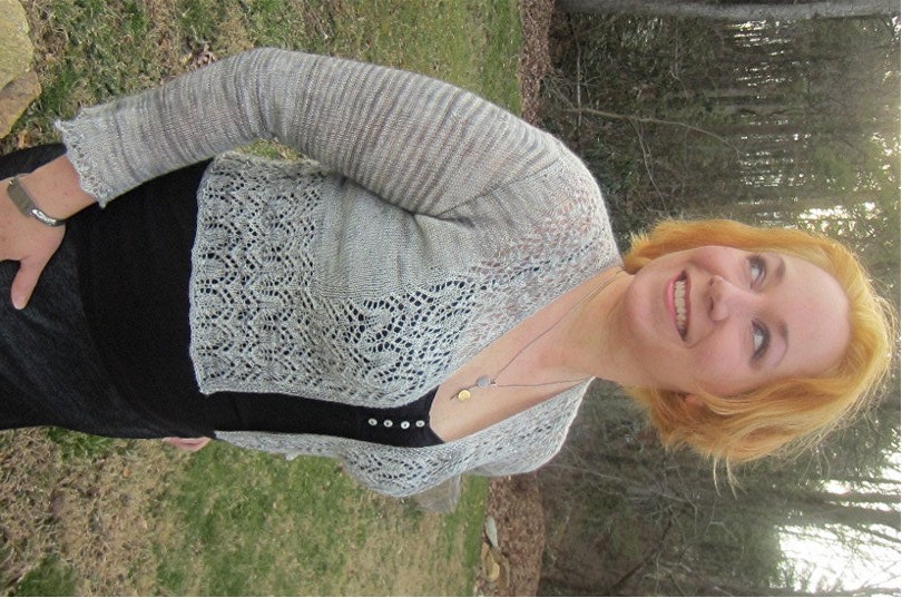 Grisaille Cardigan Knitting Pattern Lace Sweater Pretty Cropped Spring Womens Art Deco