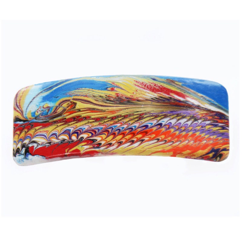 Hand Marbled Barrette "Alien Sunset" Large Fashion Hair Accessory