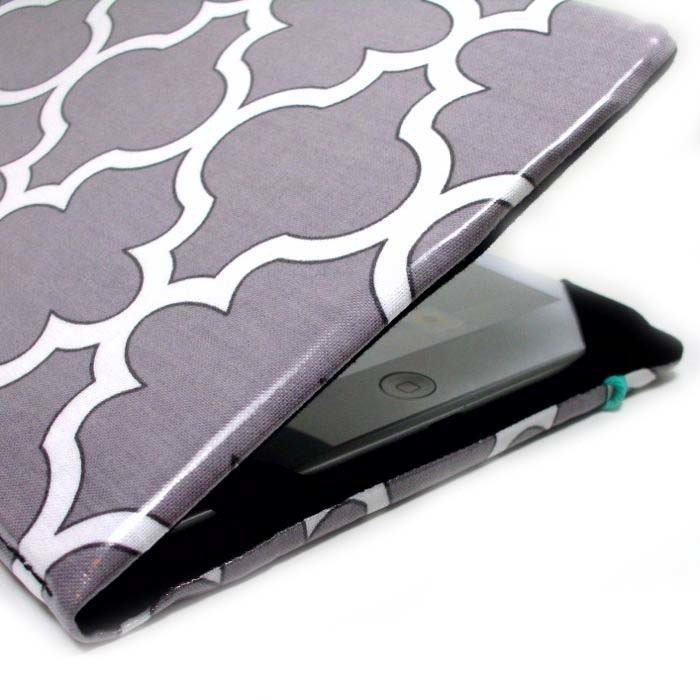 iPad Mini Cover - Grey Lattice - made to order - hardcover case for iPad Mini - women's gadget tablet accessory - ogee pattern