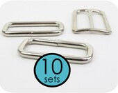 10 Sets - 1.5 Inch Nickel Slide and TWO Rectangle Rings