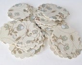 Floral Gift Tags - Shabby Chic Patch Work Scalloped Circles - 48 tags