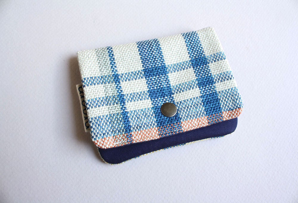 Lil' Pouch - Handwoven Blue/White