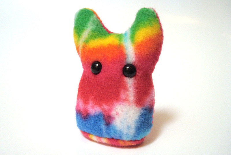 Small Plush Monster -- Tie Dye Something -- Rainbow Colors