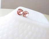 Fancy Estate Earrings, Pink Rhinestone Earrings, Pink Bling Studs, Rhinestone Ear Posts