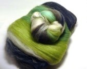 Handdyed Drum Carded Batt Set - Iago - green, black, white
