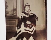 Antique Tin Type - The Most Beautiful Woman In Amazing Fur Trimmed Gown