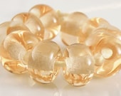 Transparent Peach Spacers - Handmade Lampwork Glass Beads 5mmx9mm - SRA (Set of 10 Spacer Beads)