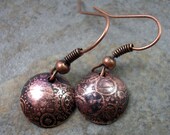 Double Disk Hammered Copper Earrings - Angelfire Art Glass