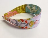 Reversible Fabric Covered Headband - Pastel Pink and Green