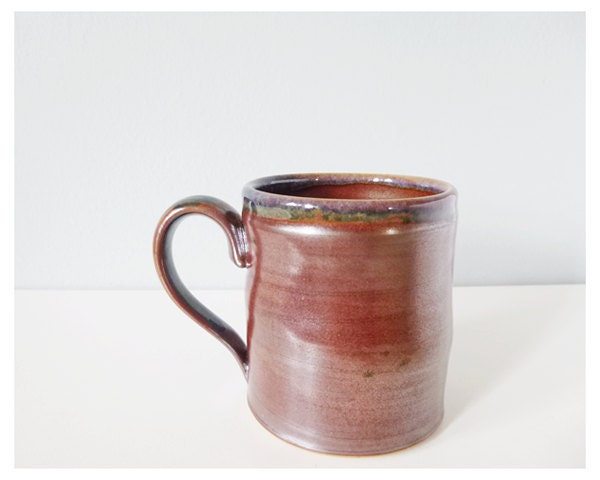 Rustic ceramic mug handmade pottery cup - stoneware rich dark glazes