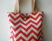 Zig Zag in Red Denton - Tote Bag