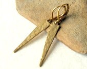 Brass Dagger Earrings, hammered gold spikes, brass triangles, minimalist, modern, geometric
