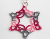 Victorian Pink Marble Tatted Pendant - FREE SHIPPING