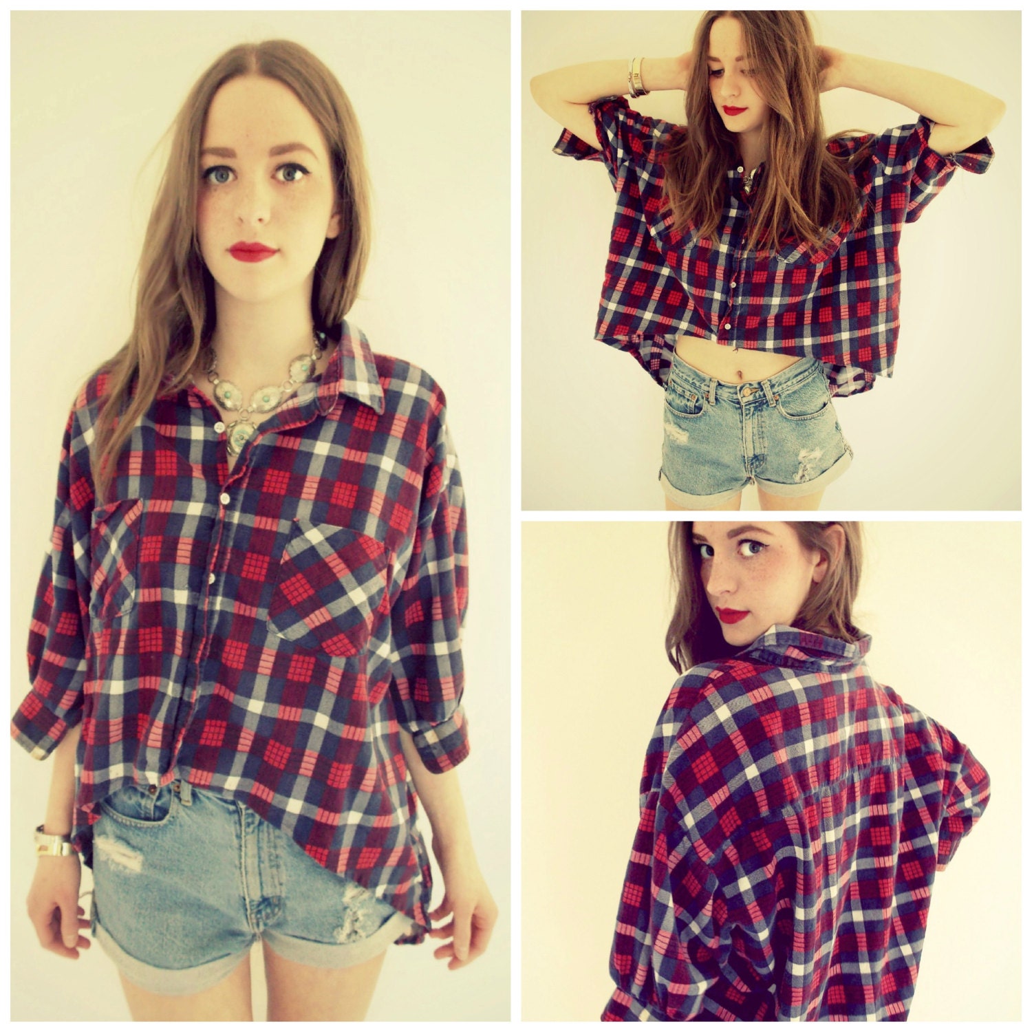 High Low Flannel Lumberjack 90s Top