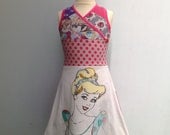 Upcycled Dress Handmade Recycled Dress Princess Repurposed Size 6 (europ. size 122/128)