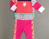 Upcycled baby girls T-shirt and trousers set size 0 up to 2 months
