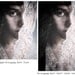 Behind The Veil - FREE SHIPPING - Print Girl Face Bride Lace Wind Cream Blue White Eye Black Hair Wind Portrait Art