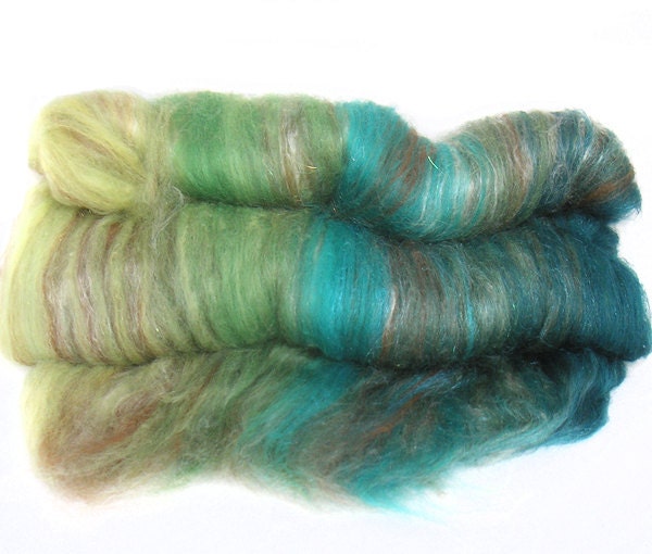 handcarded batt spinning or felting fiber 3.1 oz
